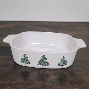 VTG CorningWare Christmas Tree Casserole Dish 1L Baking Pan A-1-B USA Holiday